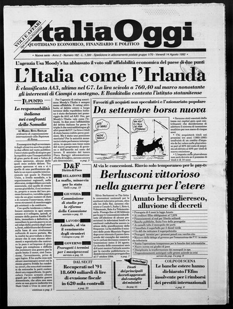 Italia oggi : quotidiano di economia finanza e politica